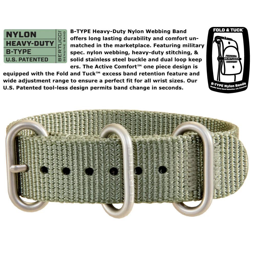 BERTUCCI A-1S SUPER FIELD™ - BLACK DIAL W/ DEFENDER DRAB NYLON BAND