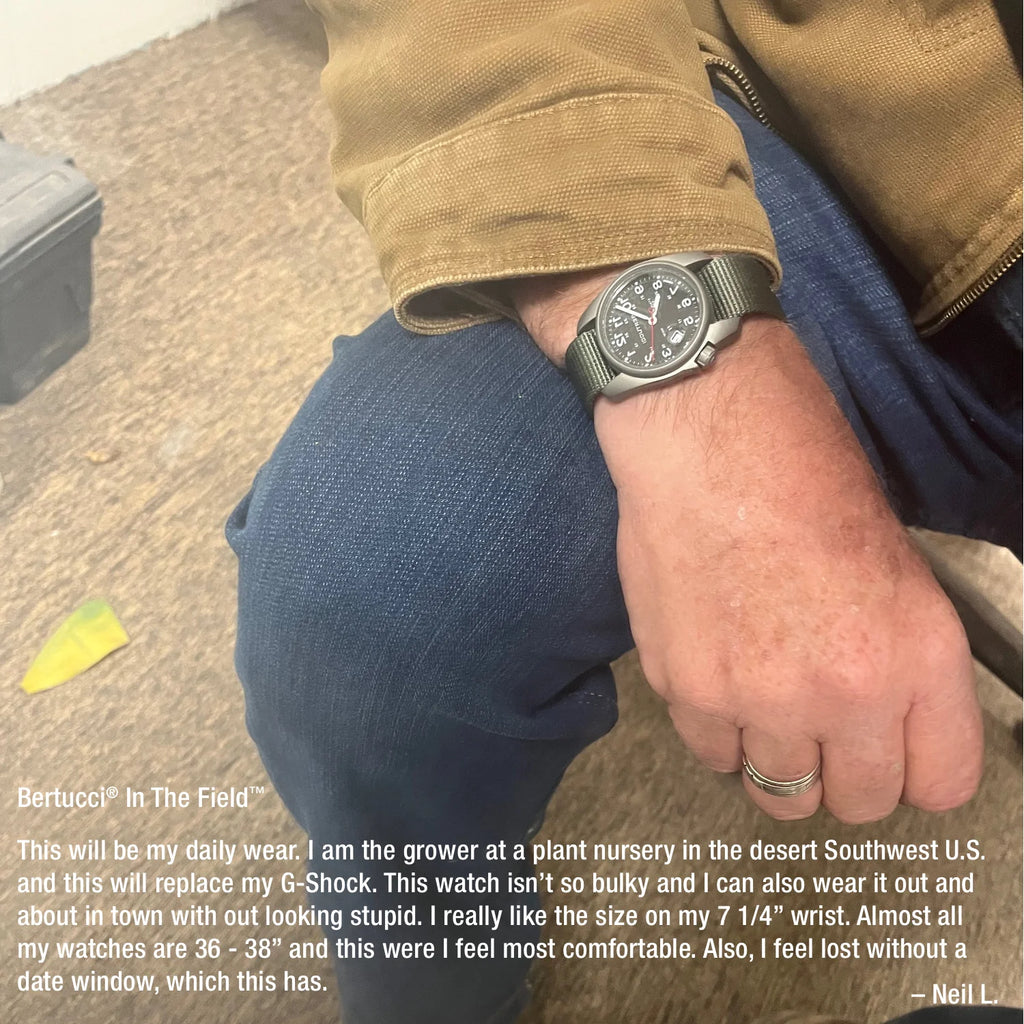 BERTUCCI A-1S SUPER FIELD™ - BLACK DIAL W/ DEFENDER DRAB NYLON BAND