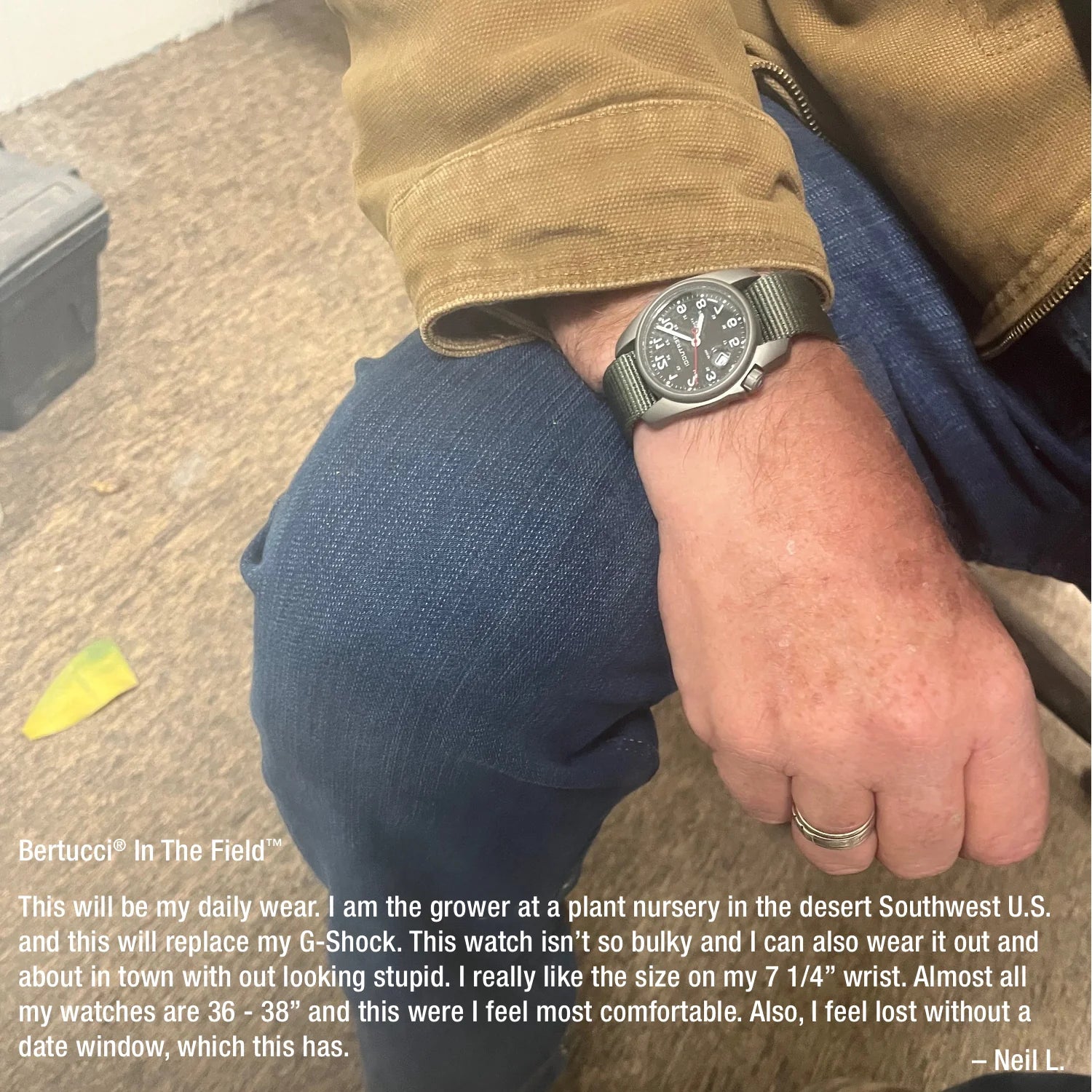 BERTUCCI A-1S SUPER FIELD™ - BLACK DIAL W/ DEFENDER DRAB NYLON BAND