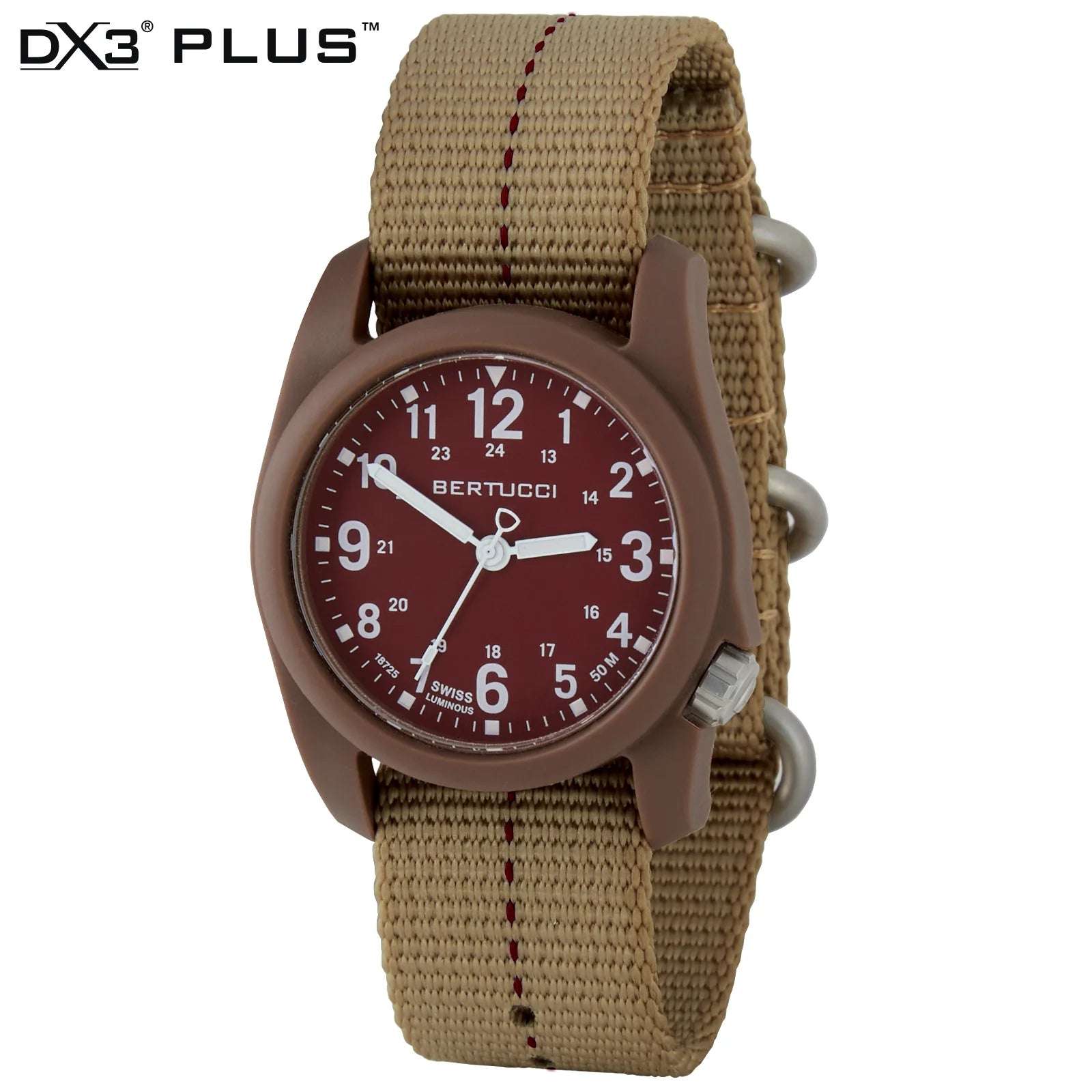 DX3® FIELD™ -LEGION RED™ DIAL, COYOTE W/ LEGION RED DASHLINE™ NYLON BAND, FIELD KHAKI CASE