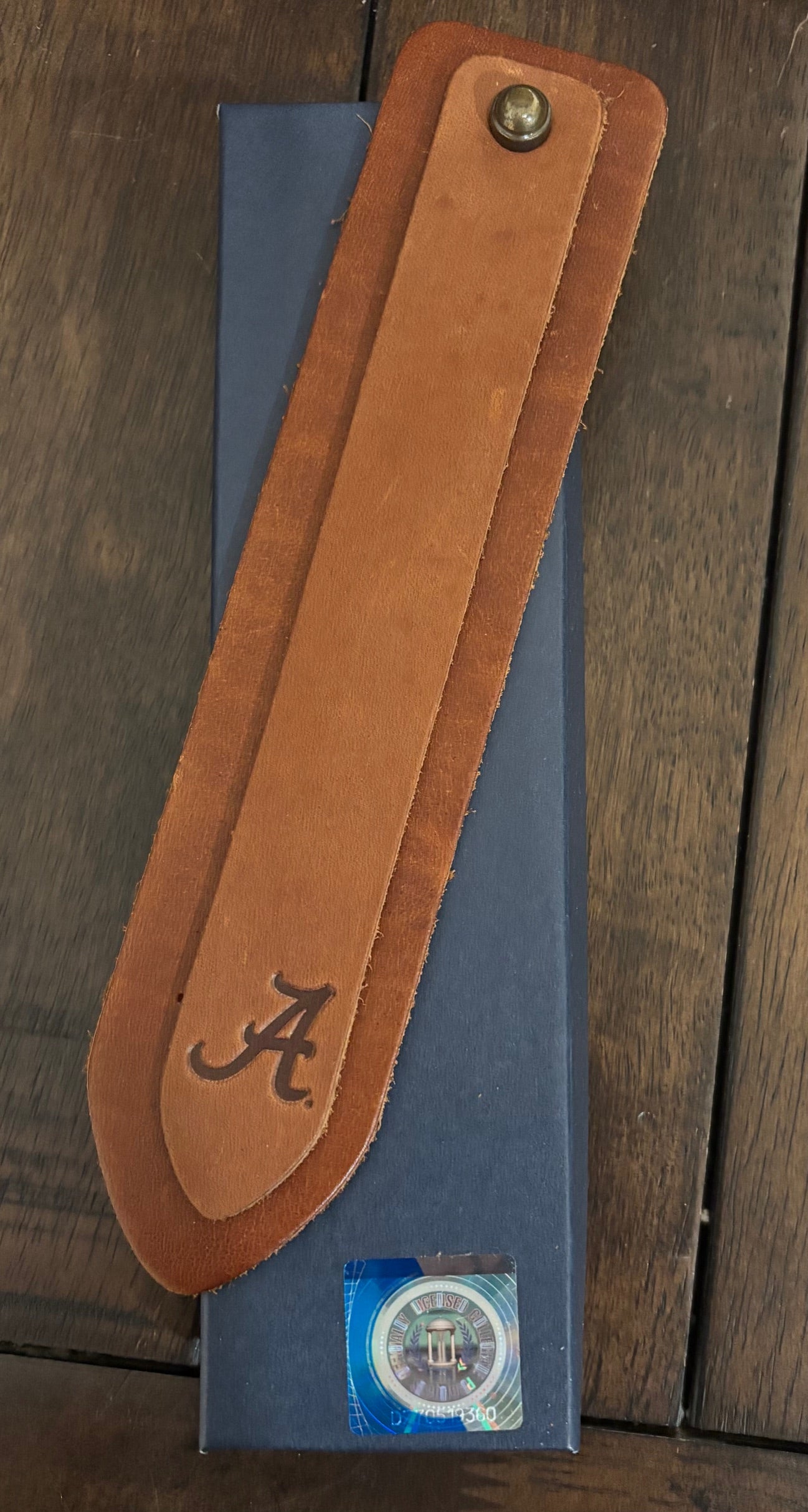 Double Bookmark Brown with Alabama Script A