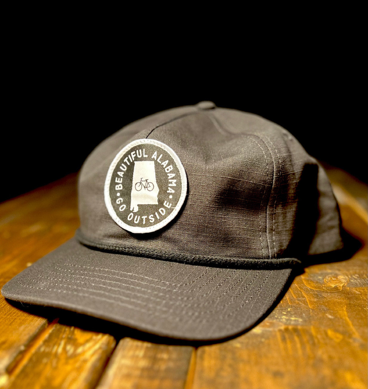 Go Outside Biker Ripstop Black Hat - Birmingham Hat Co.