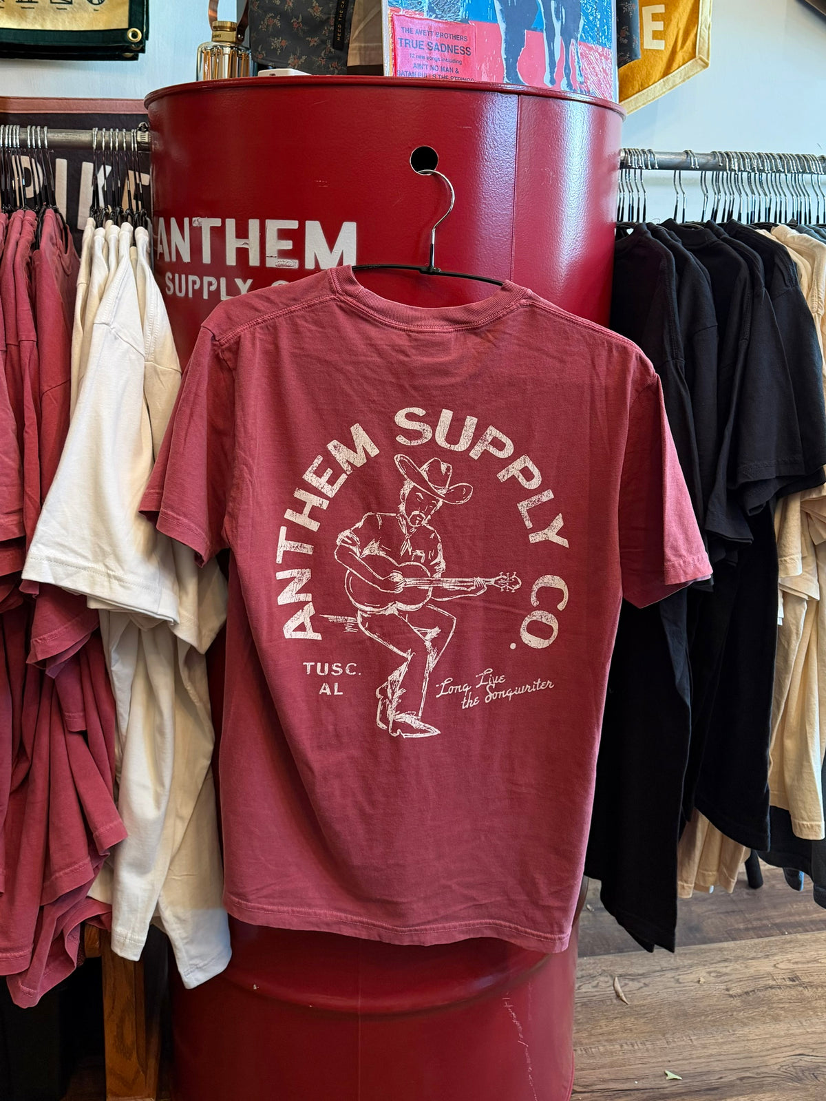 Anthem Supply Co. Pocketed Tee in Crimson