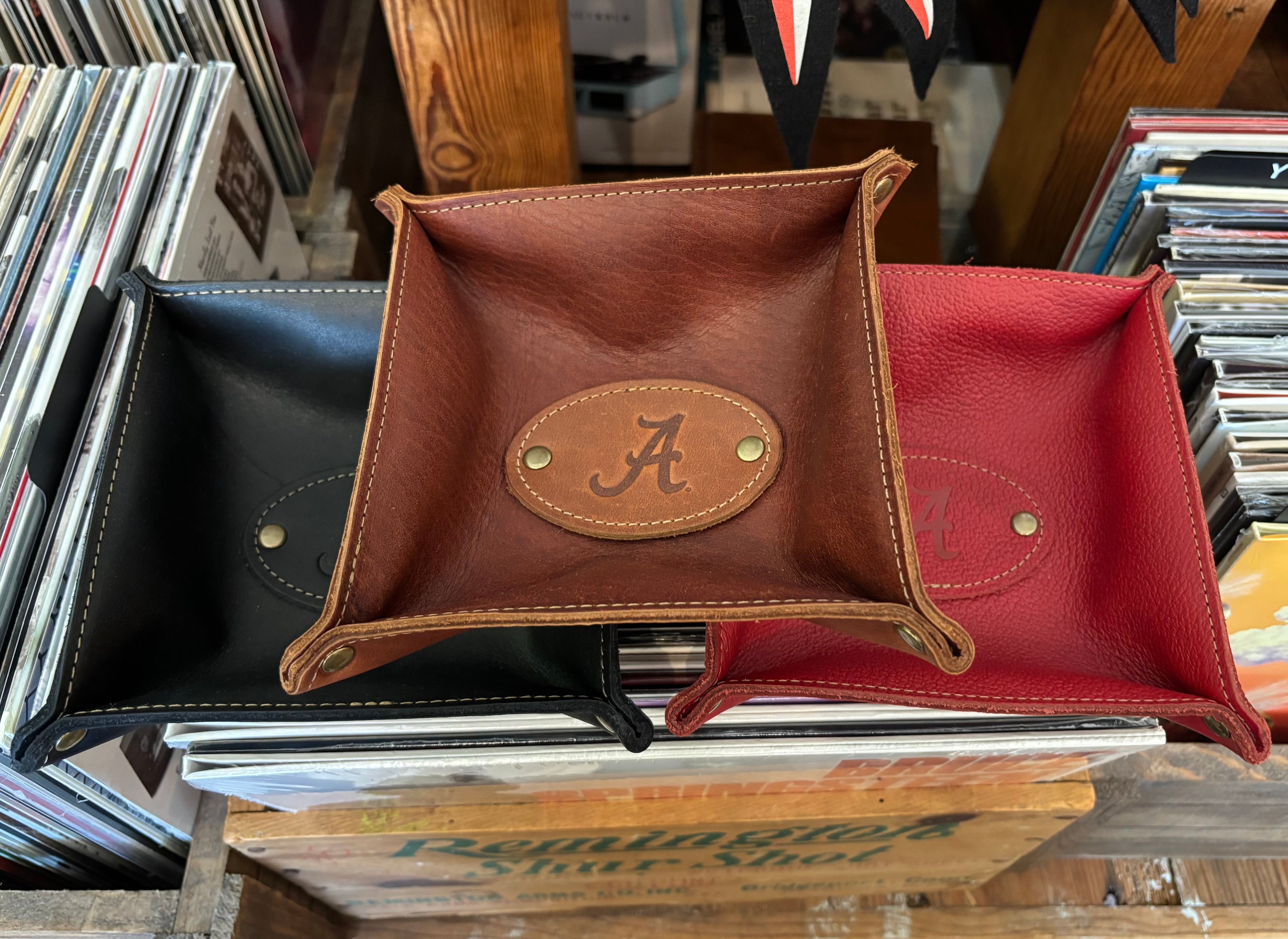 The Monticello Fine Leather Personalized Desk Valet Caddy Tray w/ Alabama A