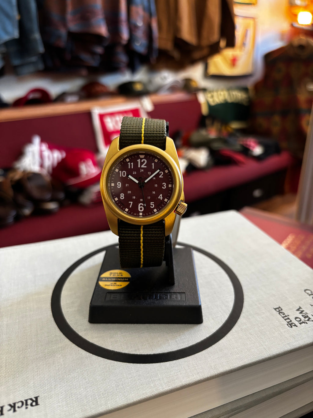 BERTUCCI A-2A GOLDEN FIELD - LEGION RED DIAL, DEFENDER OLIVE™ W/ GOLD PRO-LINE™ NYLON BAND