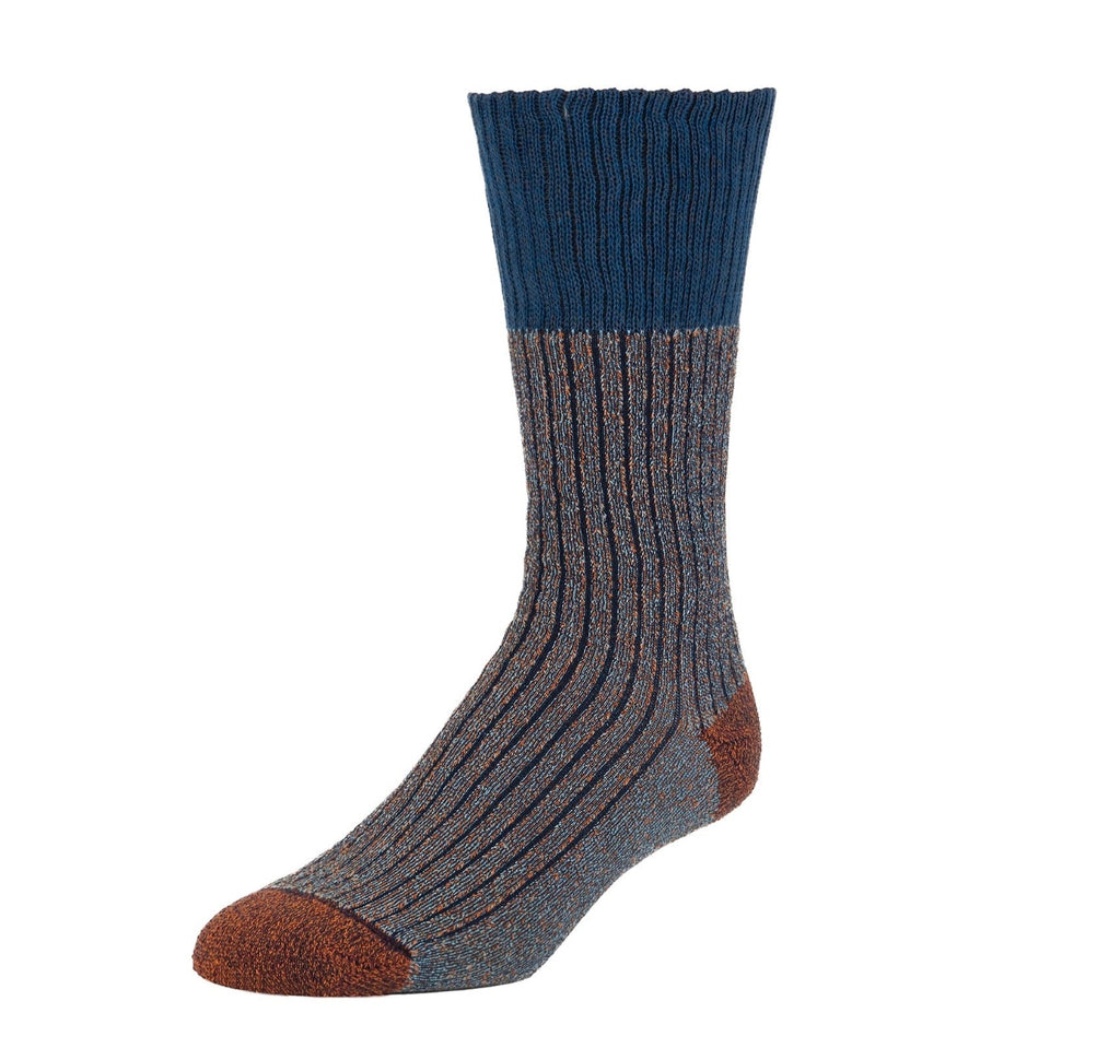 Slub Effect Cushioned Boot Sock - Blue