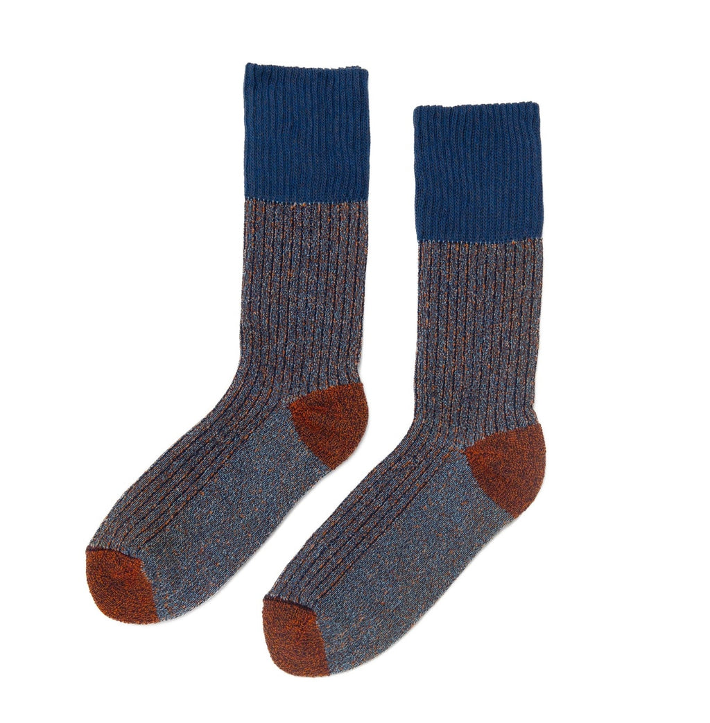 Slub Effect Cushioned Boot Sock - Blue