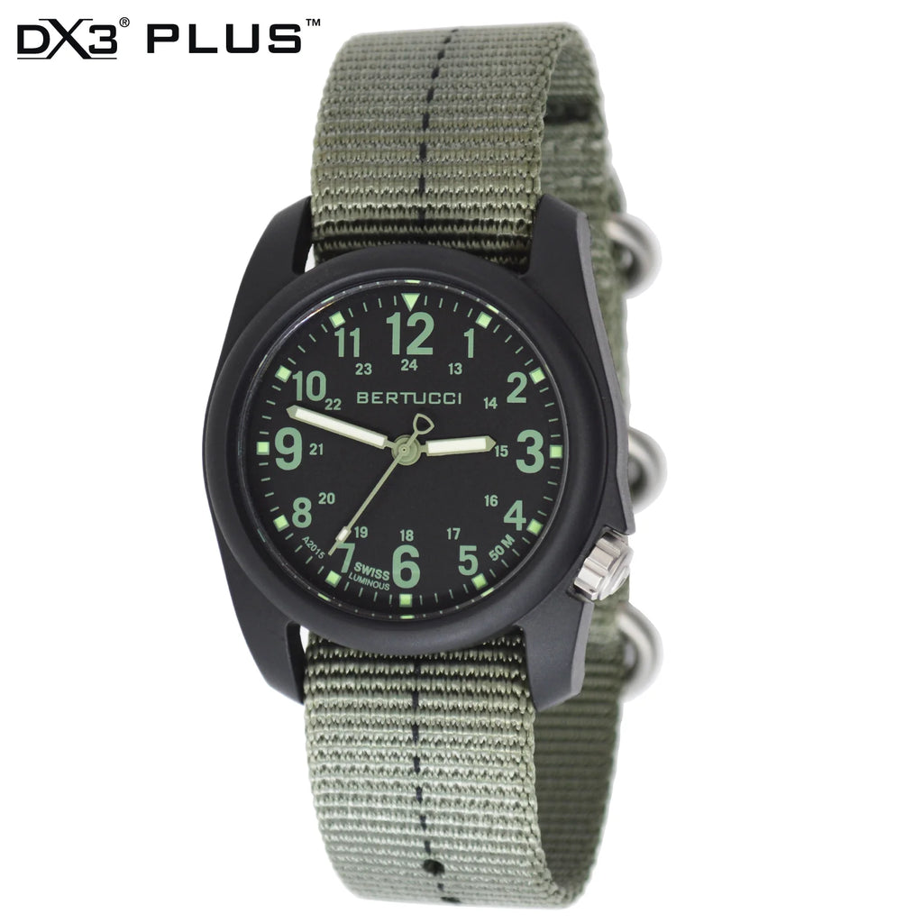 DX3® PLUS™ - BLACK W/ DRAB DIAL, DEFENDER DRAB™ W/ BLACK DASH LINE™ NYLON BAND