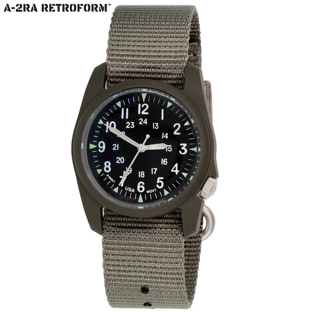 BERTUCCI A-2RA RETROFORM™ - BLACK DIAL, RETROFORM™ GHOST GRAY NYLON BAND