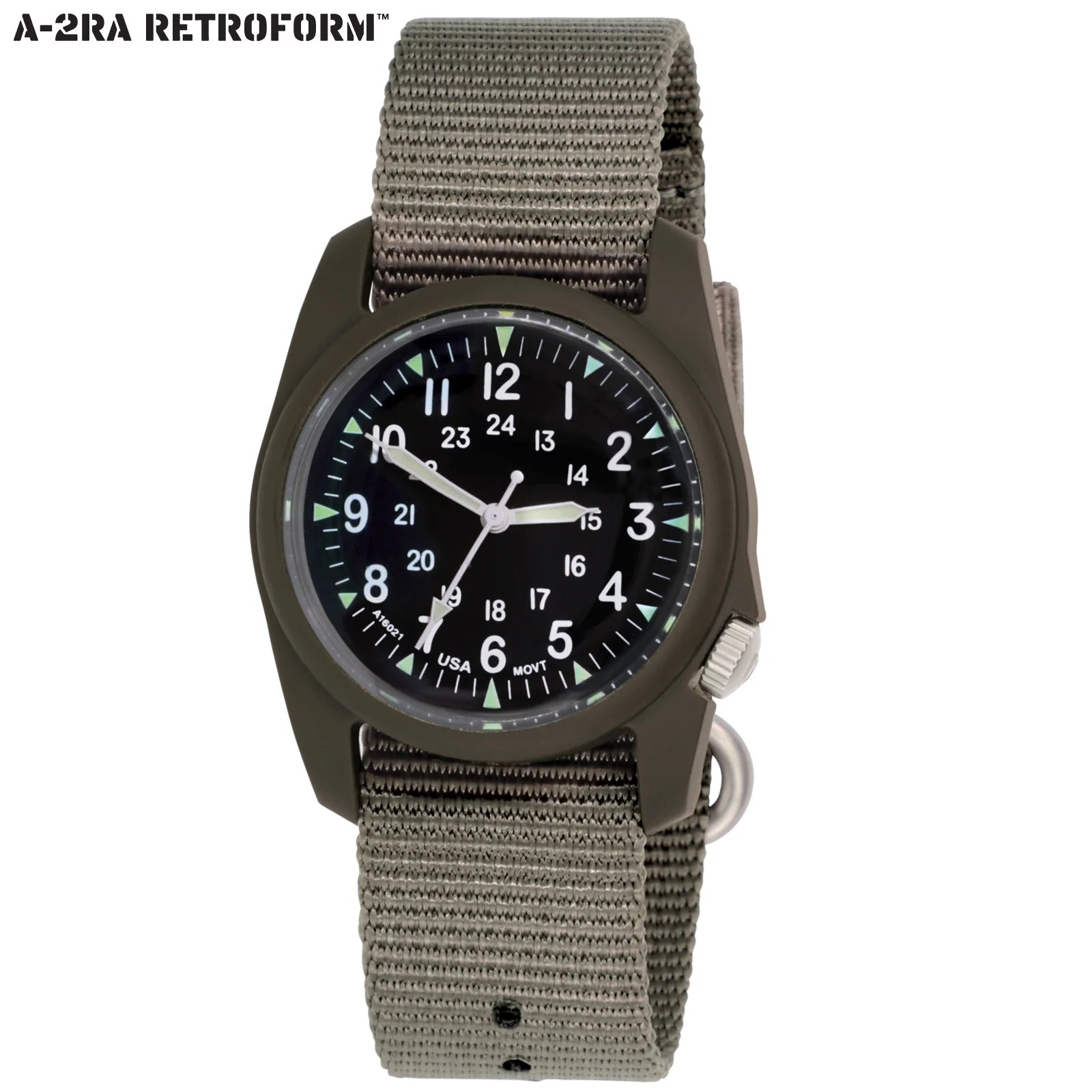 BERTUCCI A-2RA RETROFORM™ - BLACK DIAL, RETROFORM™ GHOST GRAY NYLON BAND