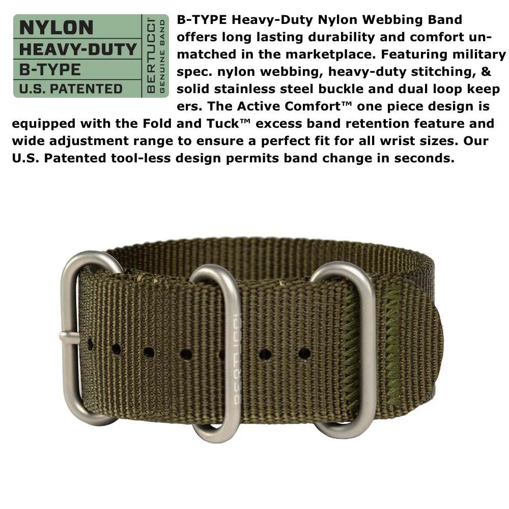 BERTUCCI A-4TS SUPER YANKEE™ SOLAR - BLACK DIAL, DEFENDER OLIVE™ NYLON BAND