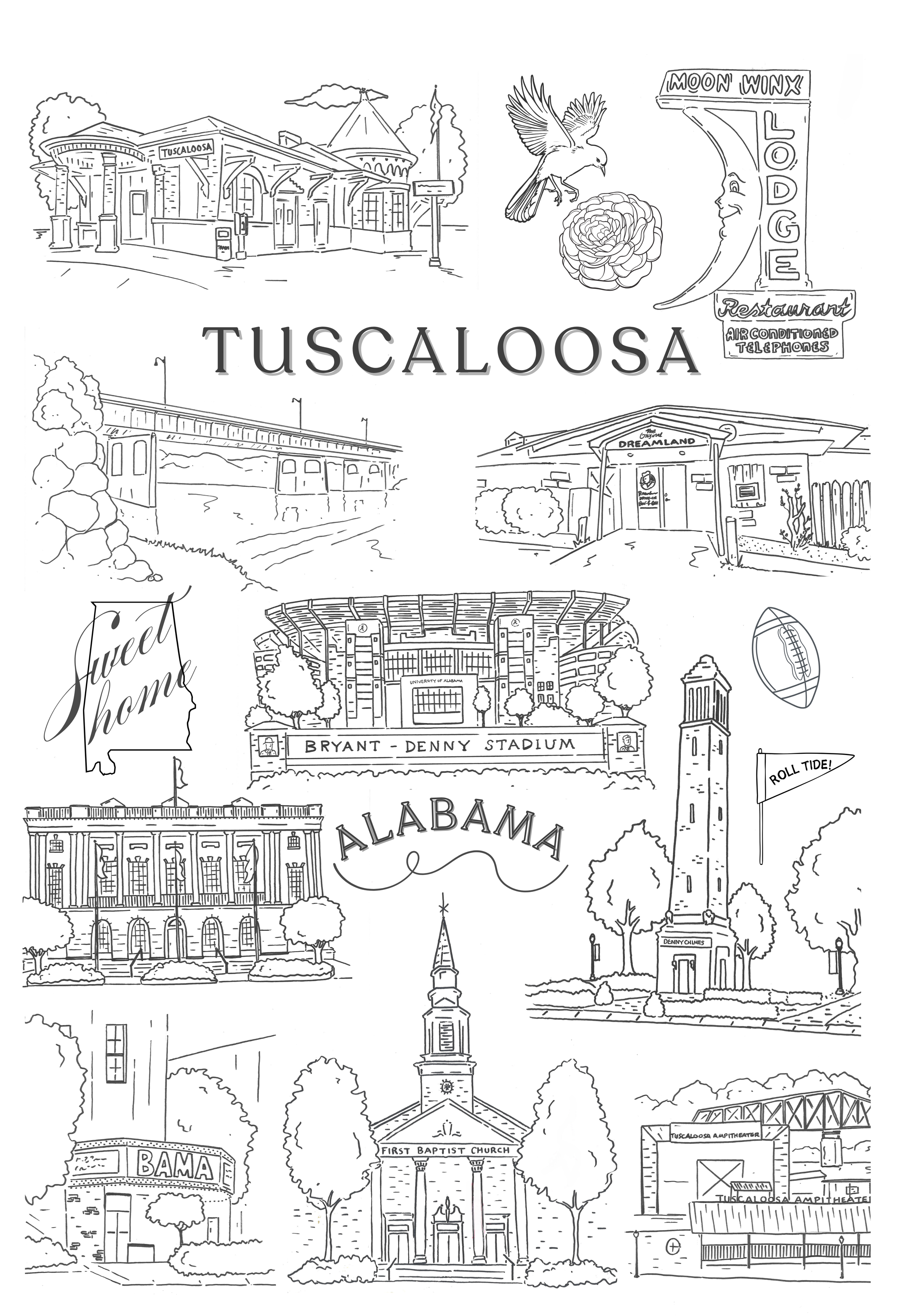 Tuscaloosa Print by Jamey Hamm 11x19