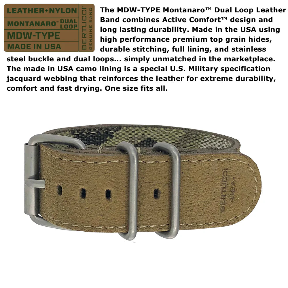 BERTUCCI A-4TS SUPER YANKEE™ SOLAR - BLACK DIAL, DESERT ROUGH-OUT LEATHER + WEBBING BAND