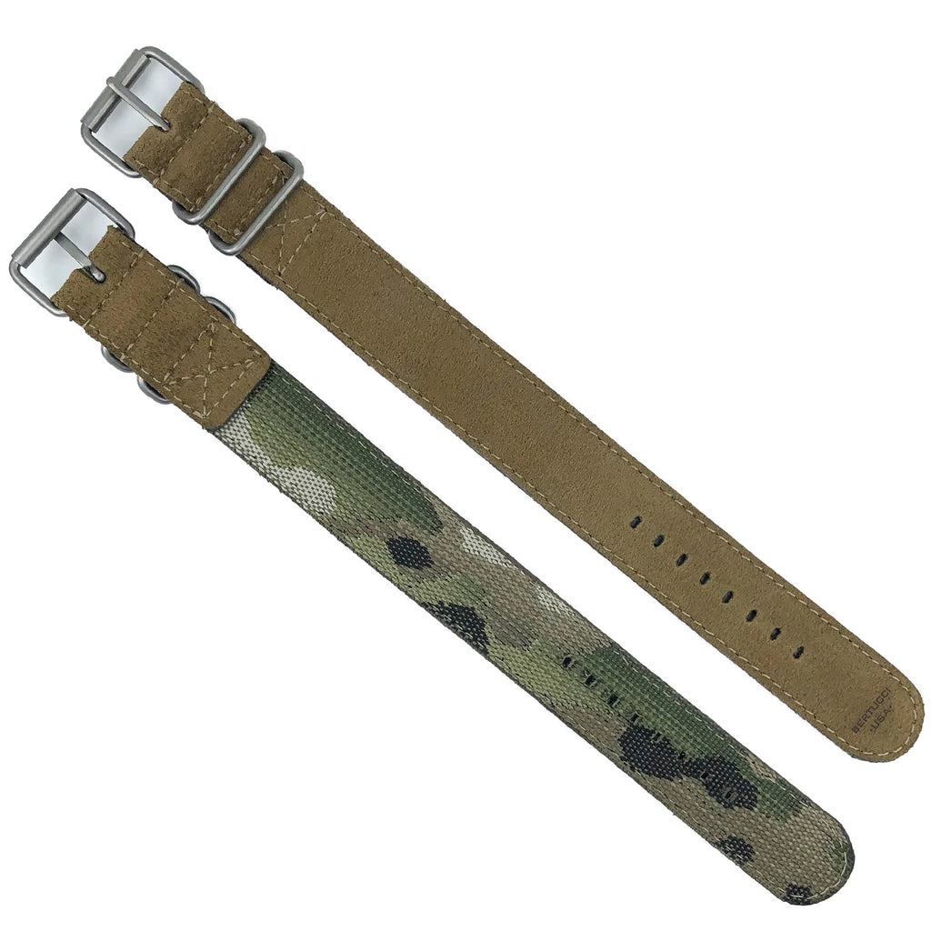 BERTUCCI A-4TS SUPER YANKEE™ SOLAR - BLACK DIAL, DESERT ROUGH-OUT LEATHER + WEBBING BAND