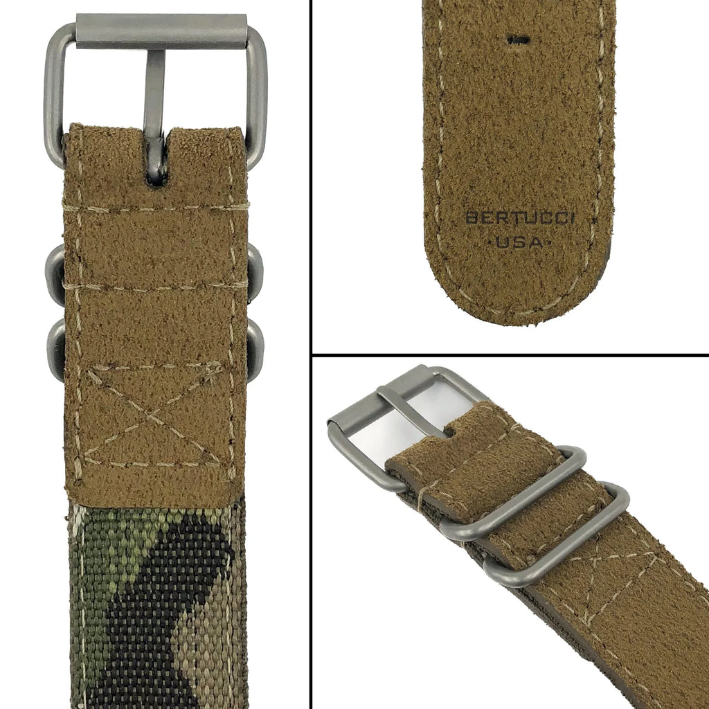 BERTUCCI A-4TS SUPER YANKEE™ SOLAR - BLACK DIAL, DESERT ROUGH-OUT LEATHER + WEBBING BAND