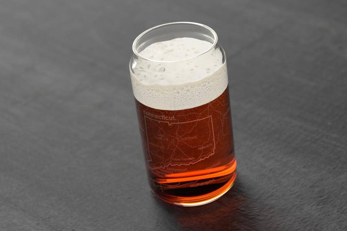 State Maps - Etched Glass Beer / Soda Can Tumbler - 16 oz