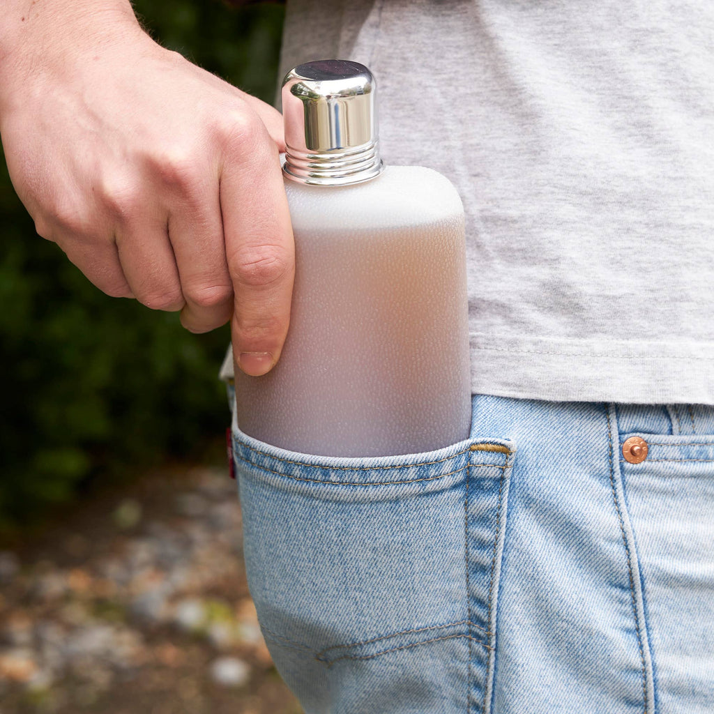 Rogue Plastic Flask w Shot Glass Lid ASST COLORS and SIZES
