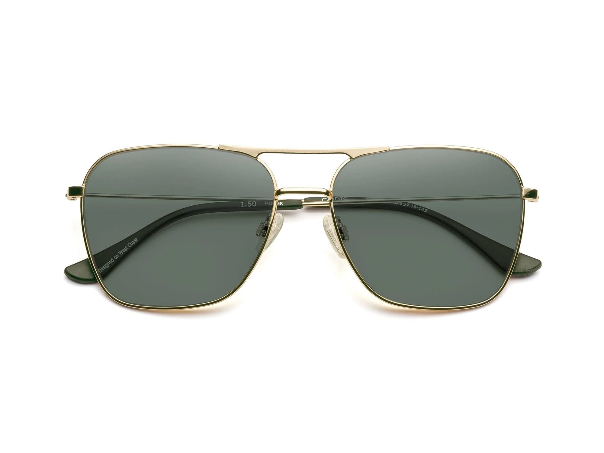 Caddis Hooper Sunglasses Polished Gold - Polarized Green