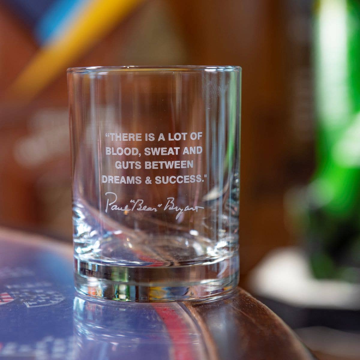 Bear Bryant Quote Glass (Blood, Sweat & Guts)