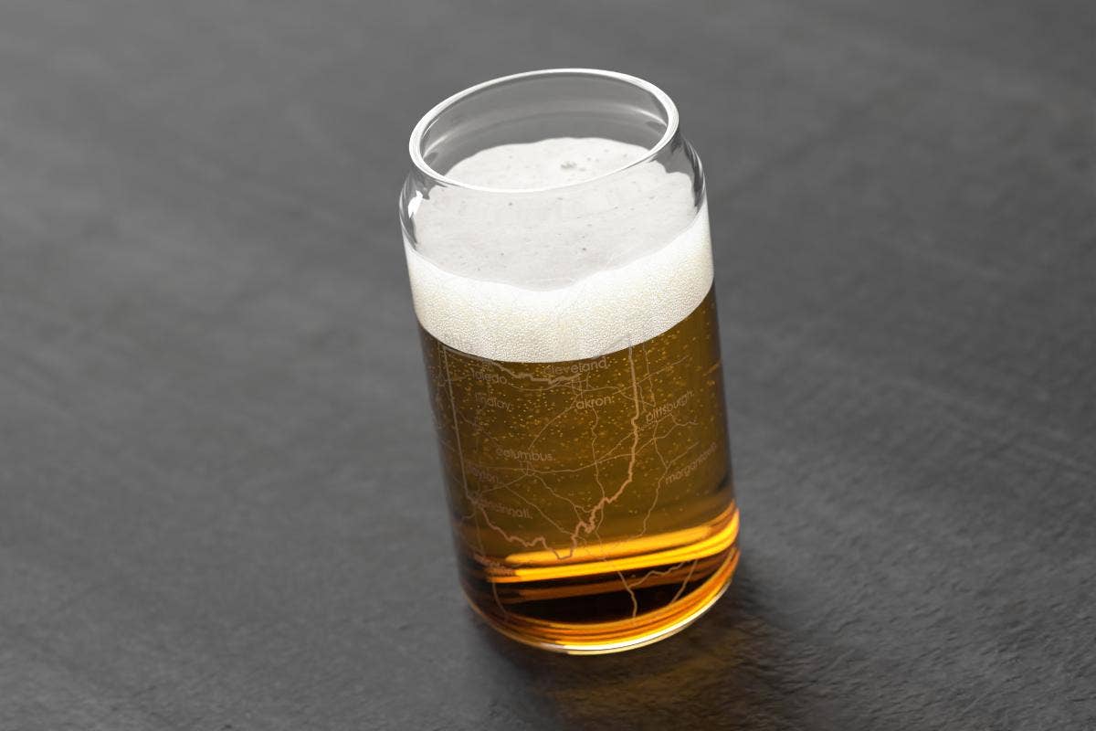 State Maps - Etched Glass Beer / Soda Can Tumbler - 16 oz