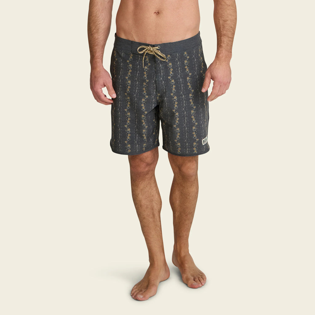 Bruja Boardshorts 18.5" - Hibiscus Ribbons-Antique Black