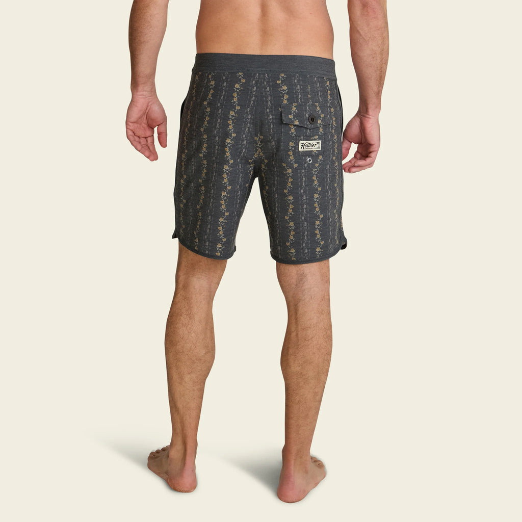 Bruja Boardshorts 18.5" - Hibiscus Ribbons-Antique Black