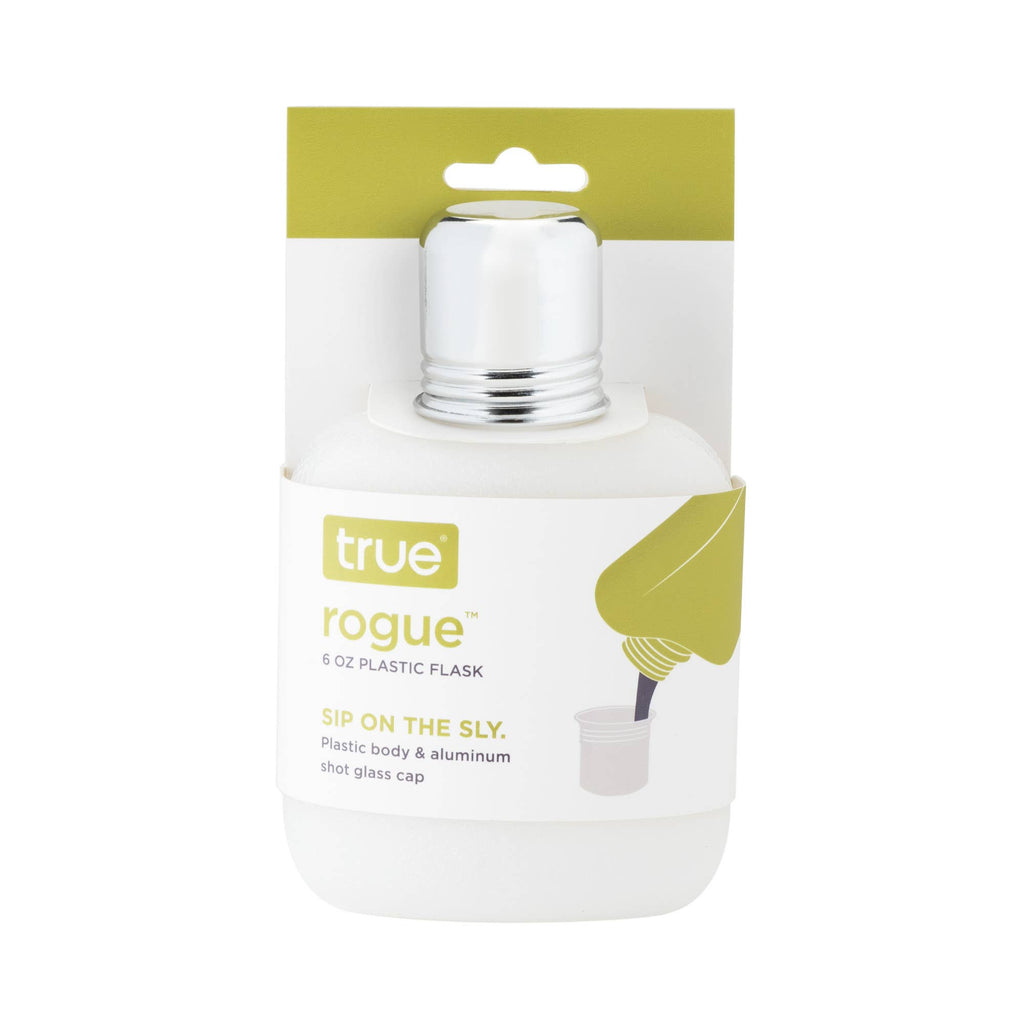Rogue Plastic Flask w Shot Glass Lid ASST COLORS and SIZES