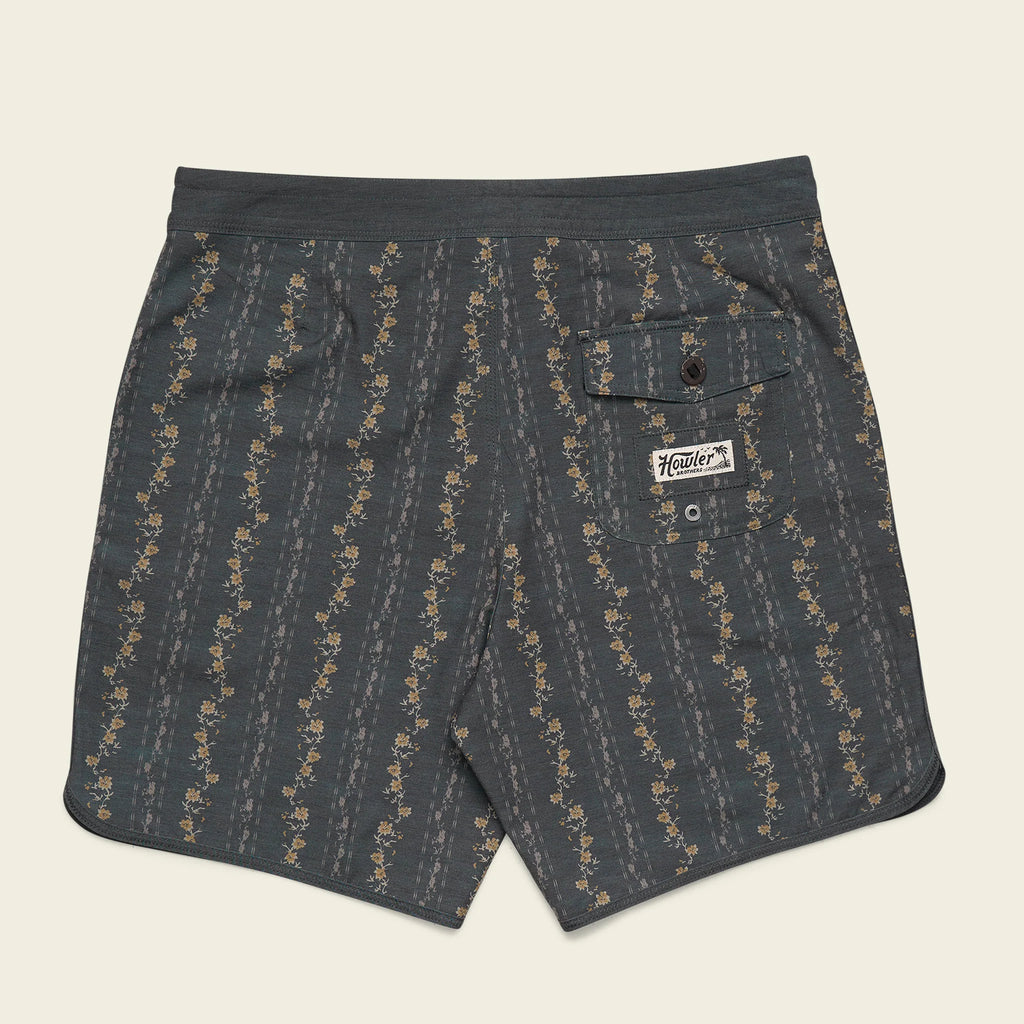 Bruja Boardshorts 18.5" - Hibiscus Ribbons-Antique Black