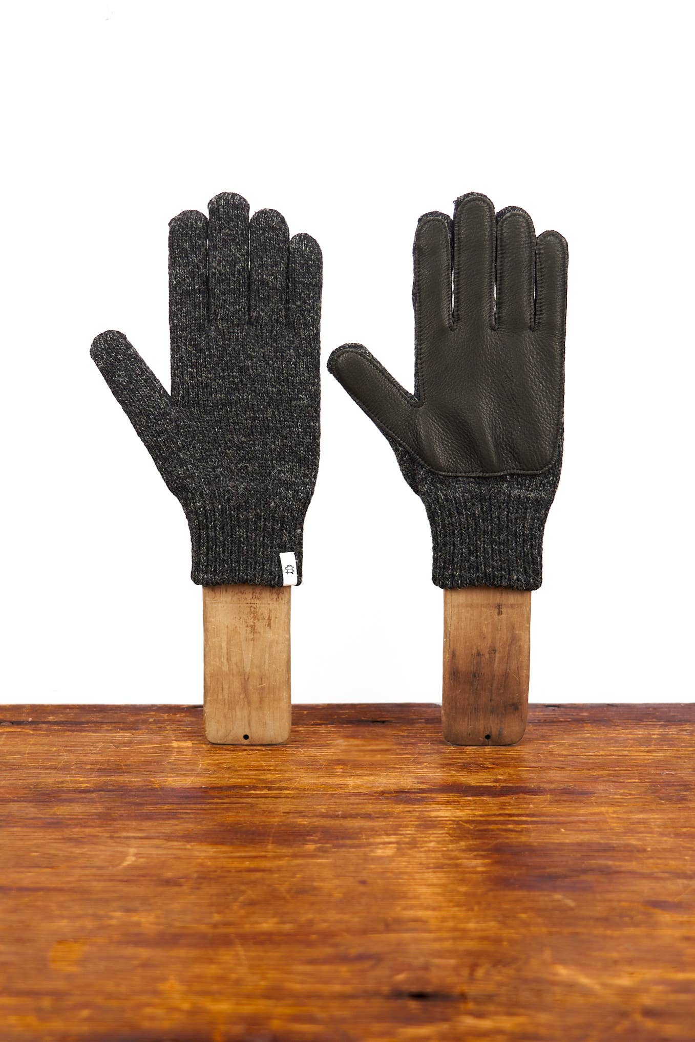 Black Melange Ragg Wool Full Glove With or Without Deer