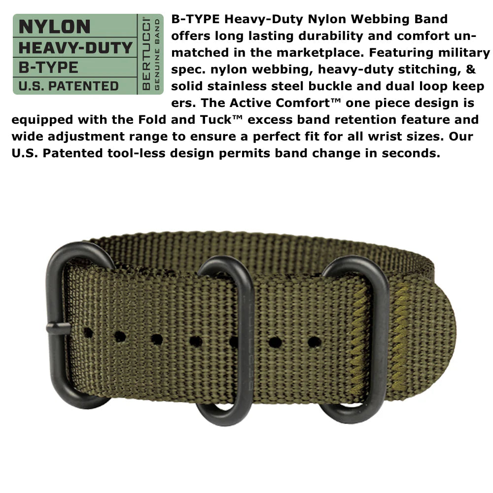 Bertucci A-2S BALLISTA X1 ILLUMINATED, X1 SWISS SUPER LUMINOUS DIAL W/ DEFENDER OLIVE NYLON BAND