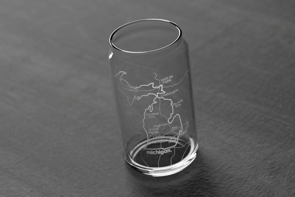 State Maps - Etched Glass Beer / Soda Can Tumbler - 16 oz