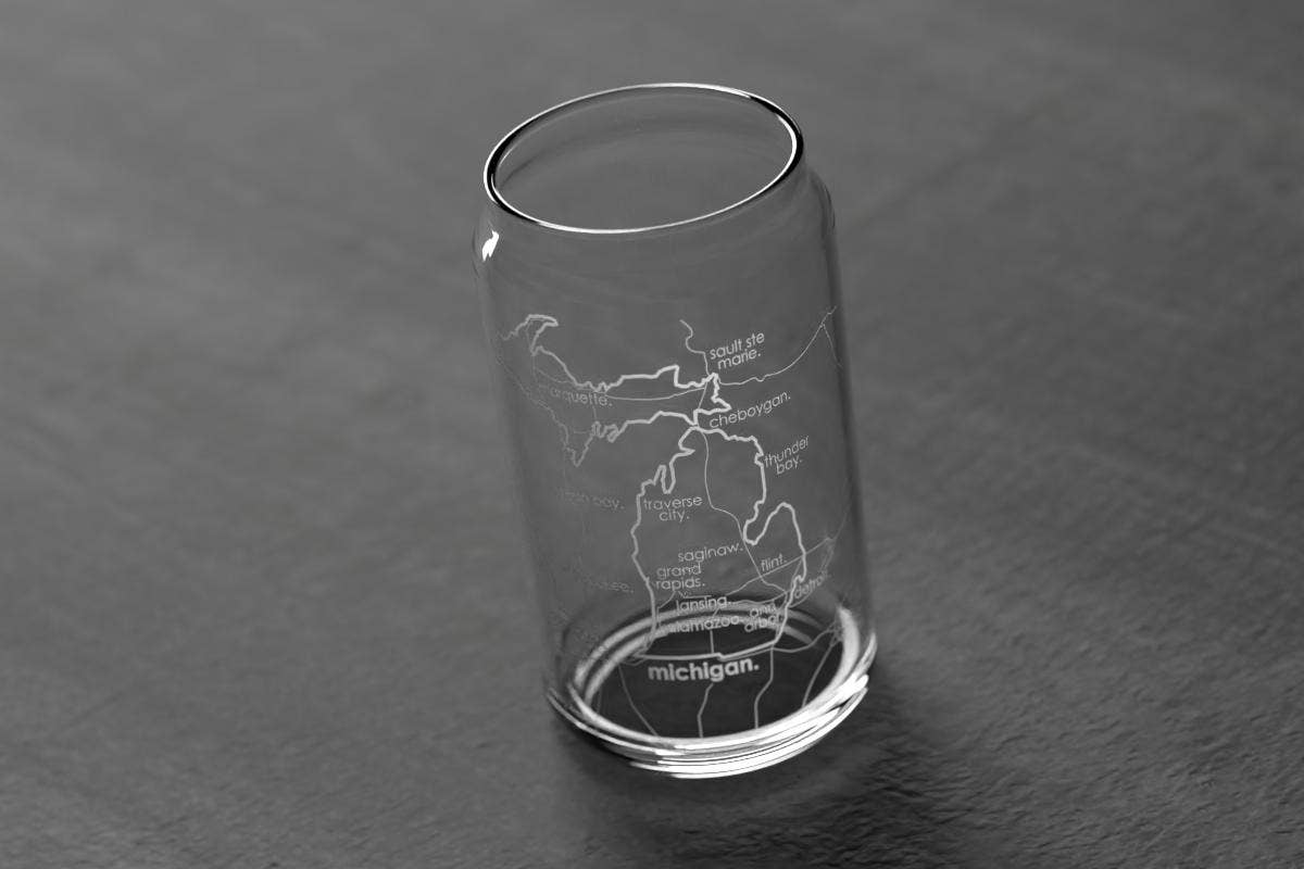State Maps - Etched Glass Beer / Soda Can Tumbler - 16 oz
