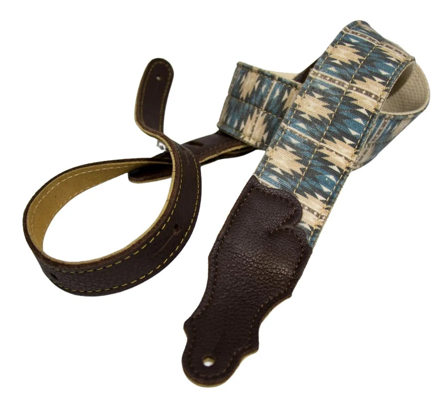 Old Aztec Canvas Guitar Strap Blue