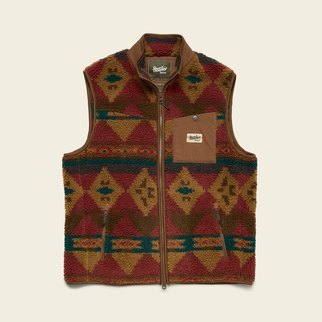 Chisos Fleece Vest - Mitla Motifs Russet