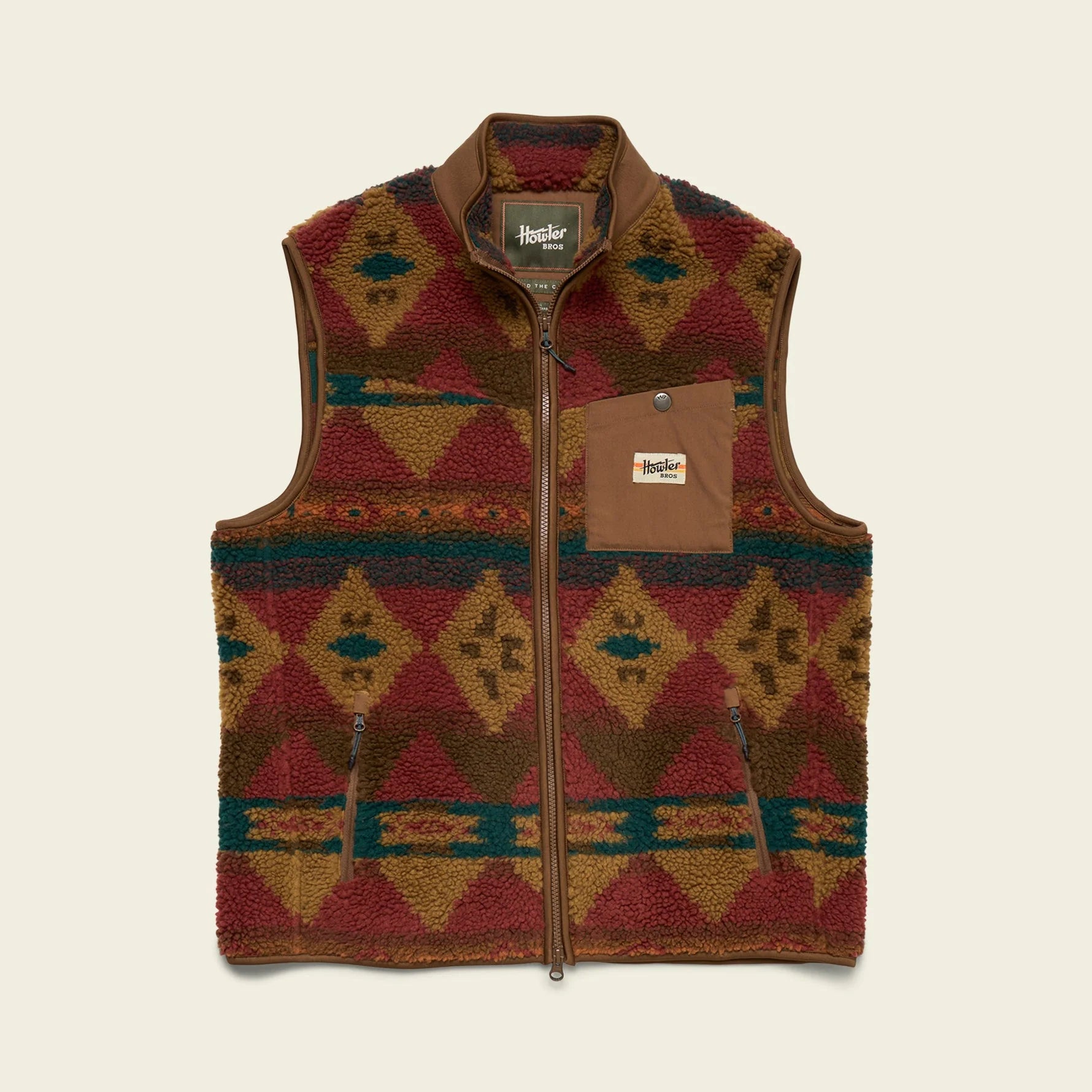 Chisos Fleece Vest - Mitla Motifs Russet