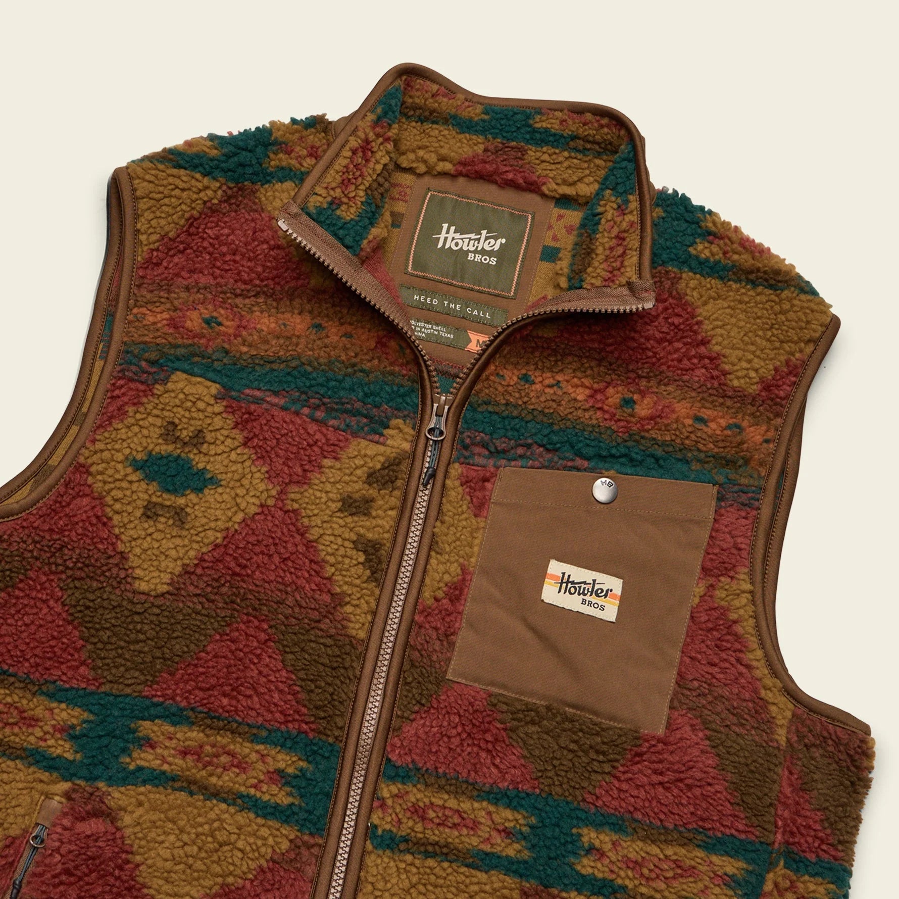 Chisos Fleece Vest - Mitla Motifs Russet