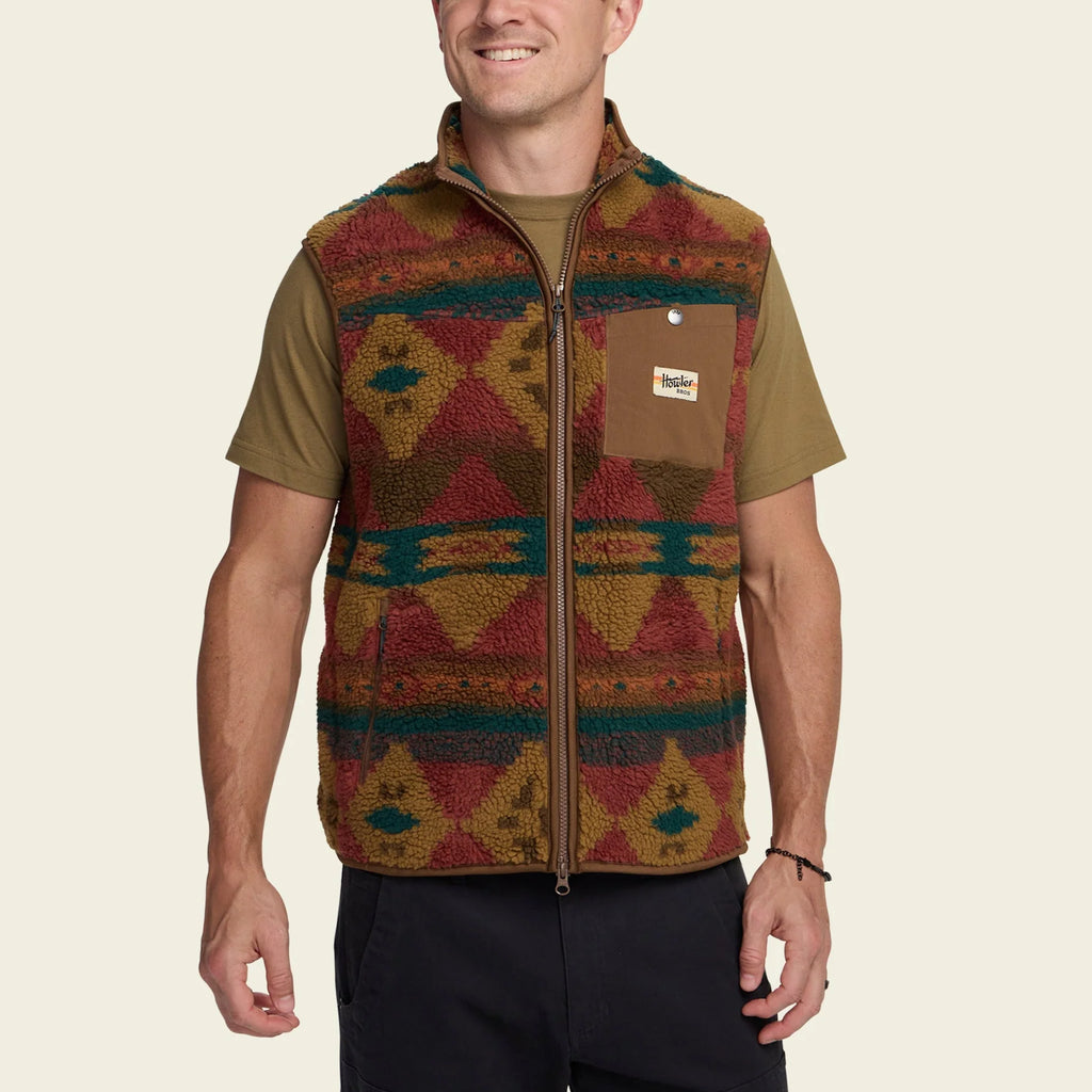 Chisos Fleece Vest - Mitla Motifs Russet