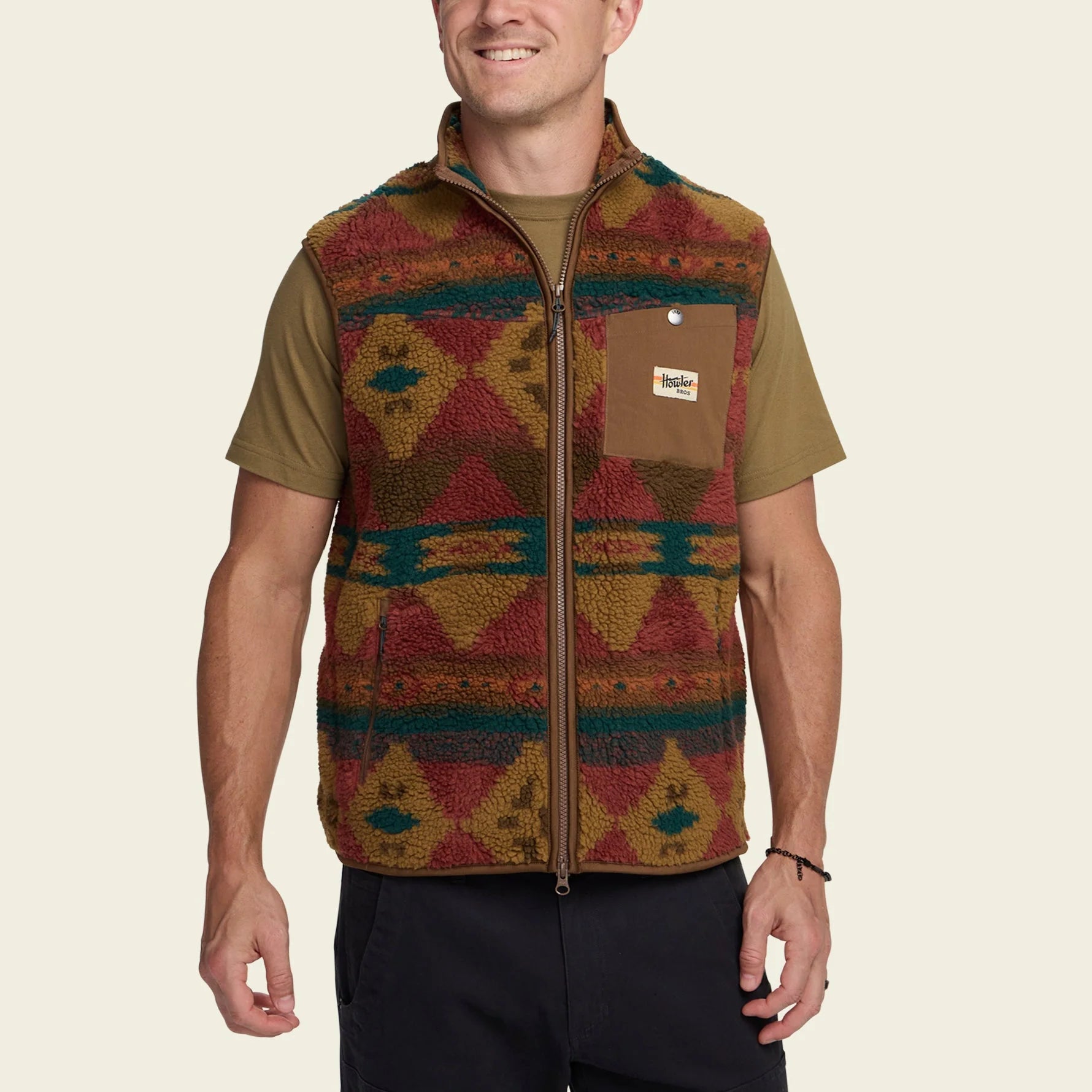 Chisos Fleece Vest - Mitla Motifs Russet