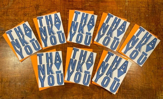 Thank You Outline Boxed Cards - Pack of 8 Cards