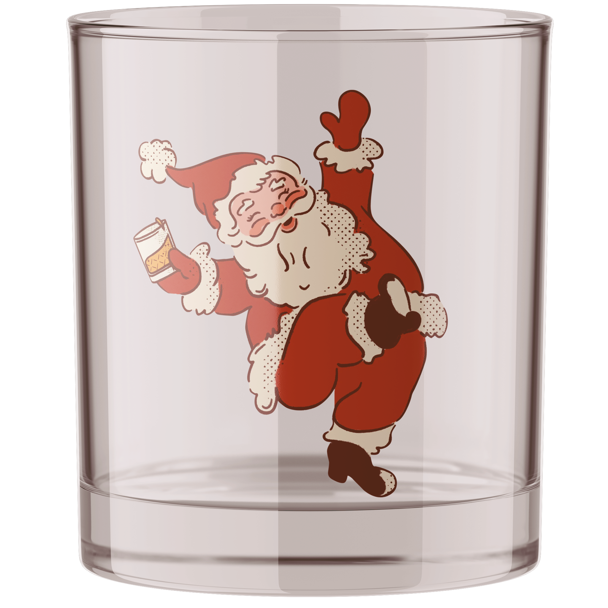 Santa Bourbon Whiskey Rocks Glass - No Text On Back