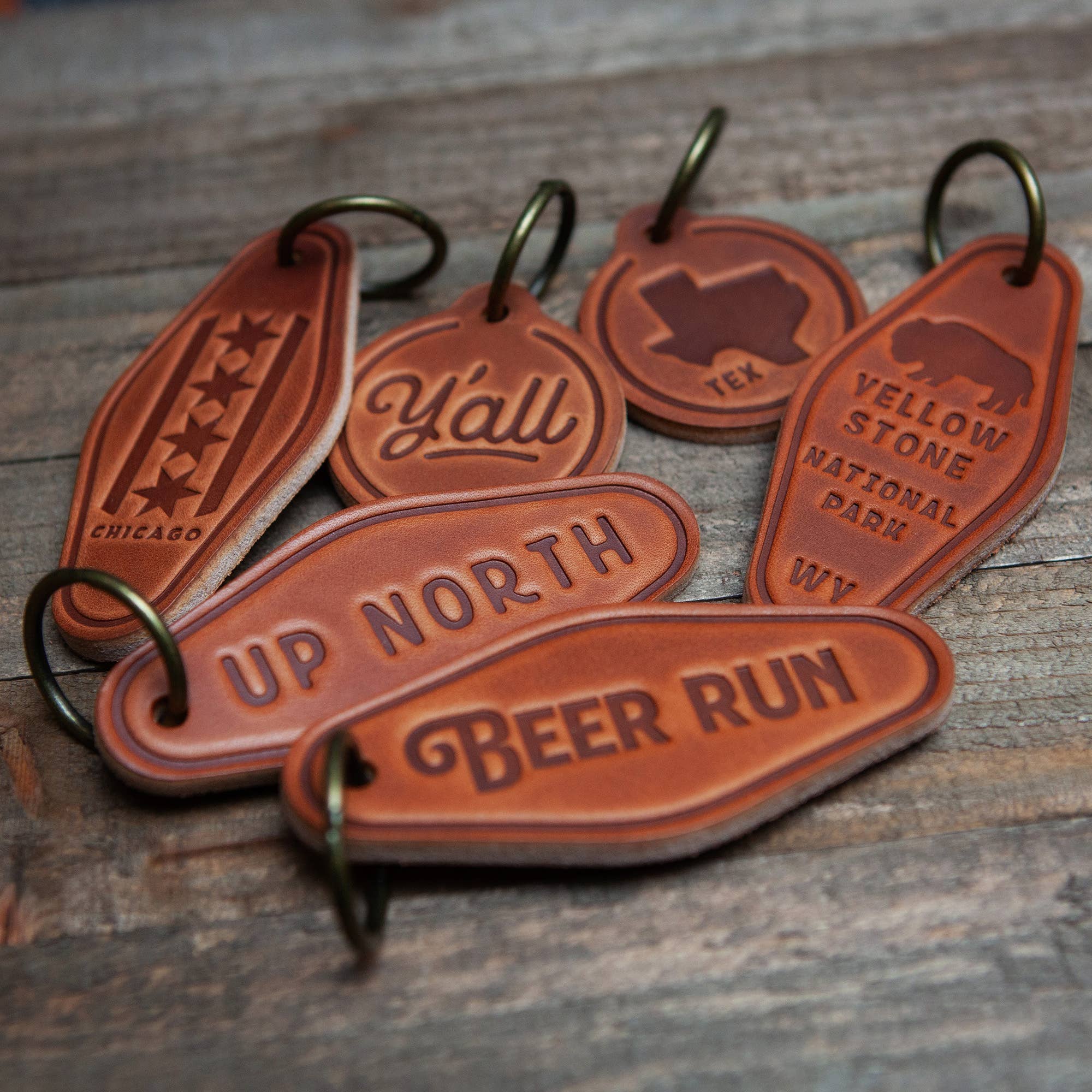 Til The Wheels Fall Off Leather Keychain Motel Style