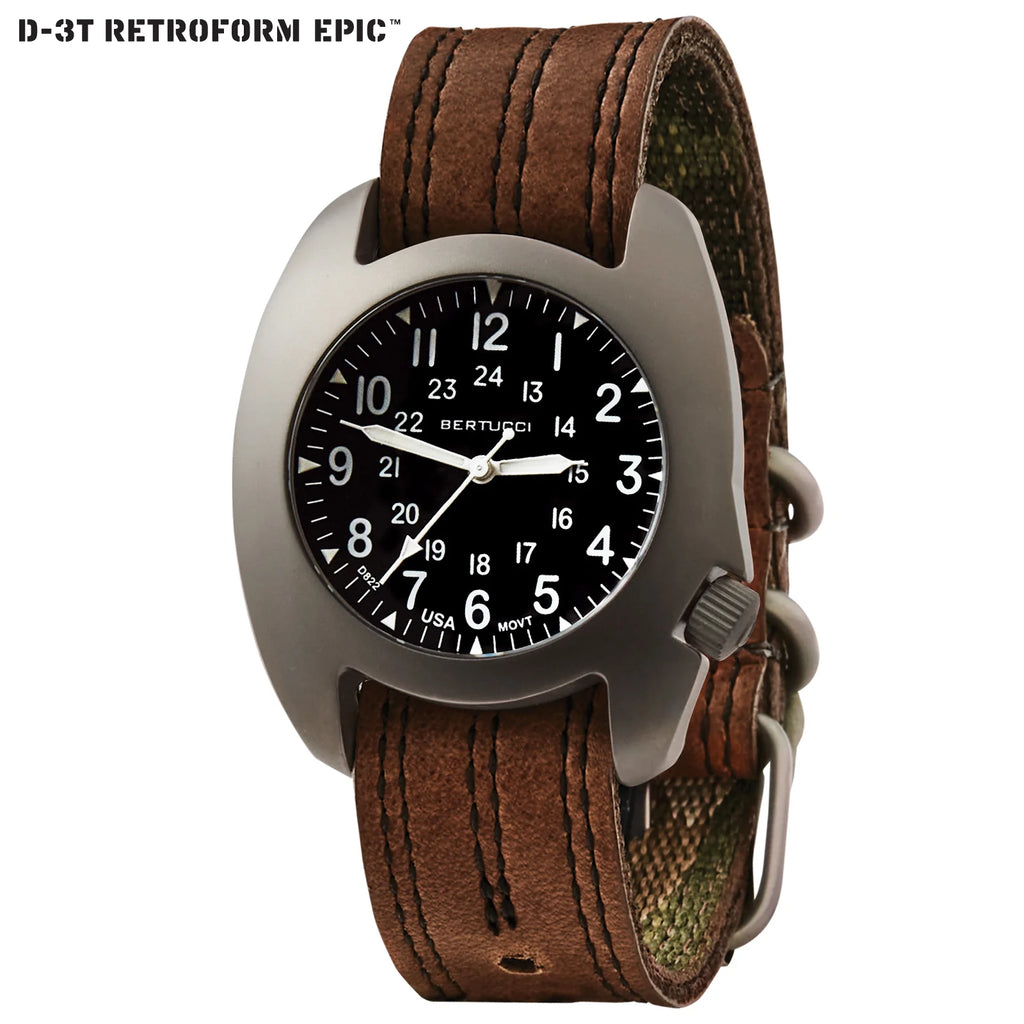 BERTUCCI D-3T RETROFORM EPIC - BLACK DIAL W/ FLINT BROWN PANTERA SIX BAND