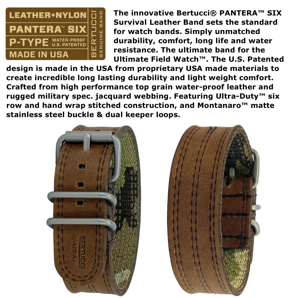 BERTUCCI D-3T RETROFORM EPIC - BLACK DIAL W/ FLINT BROWN PANTERA SIX BAND