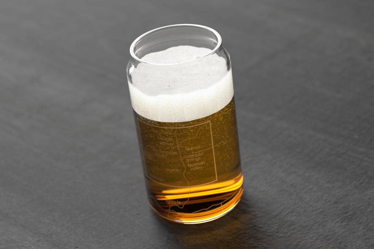 State Maps - Etched Glass Beer / Soda Can Tumbler - 16 oz