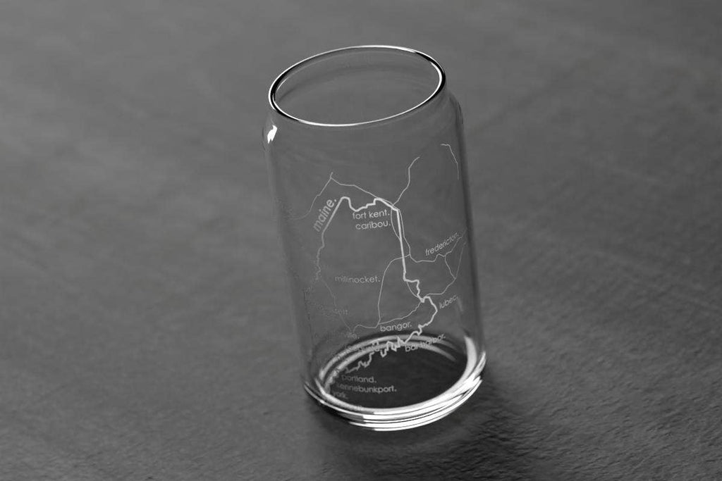 State Maps - Etched Glass Beer / Soda Can Tumbler - 16 oz