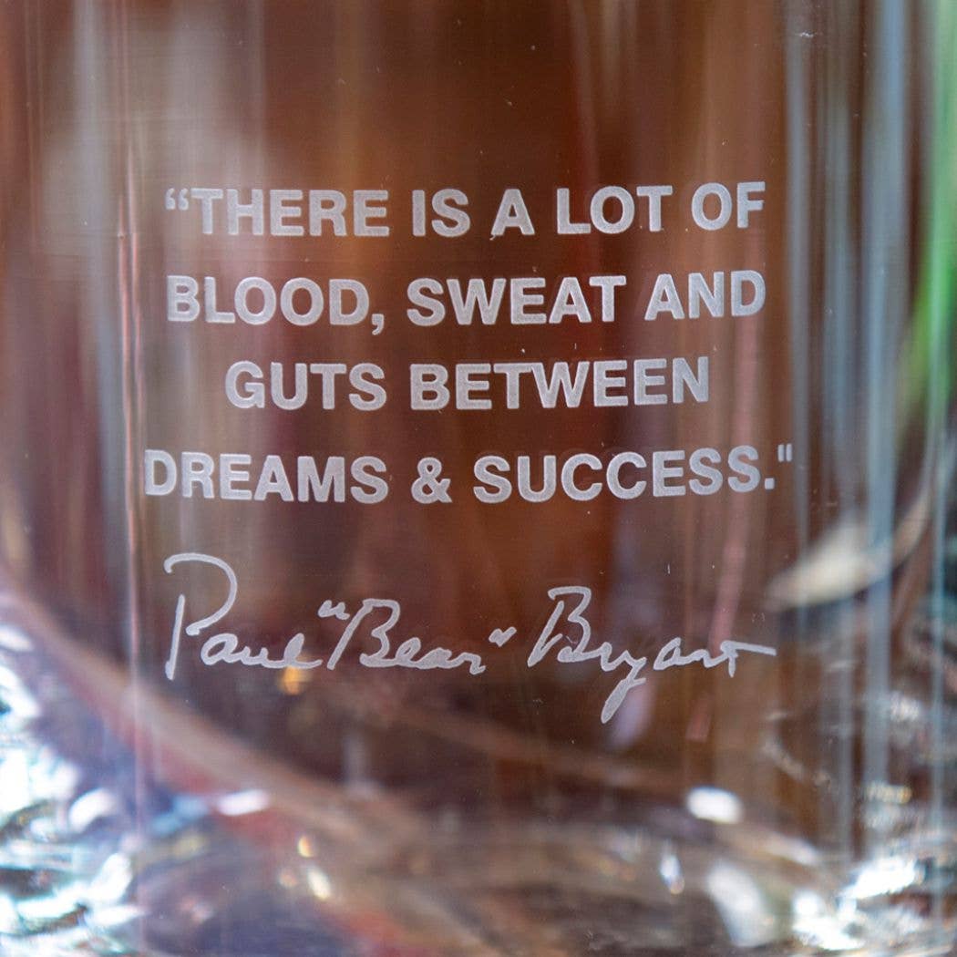Bear Bryant Quote Glass (Blood, Sweat & Guts)