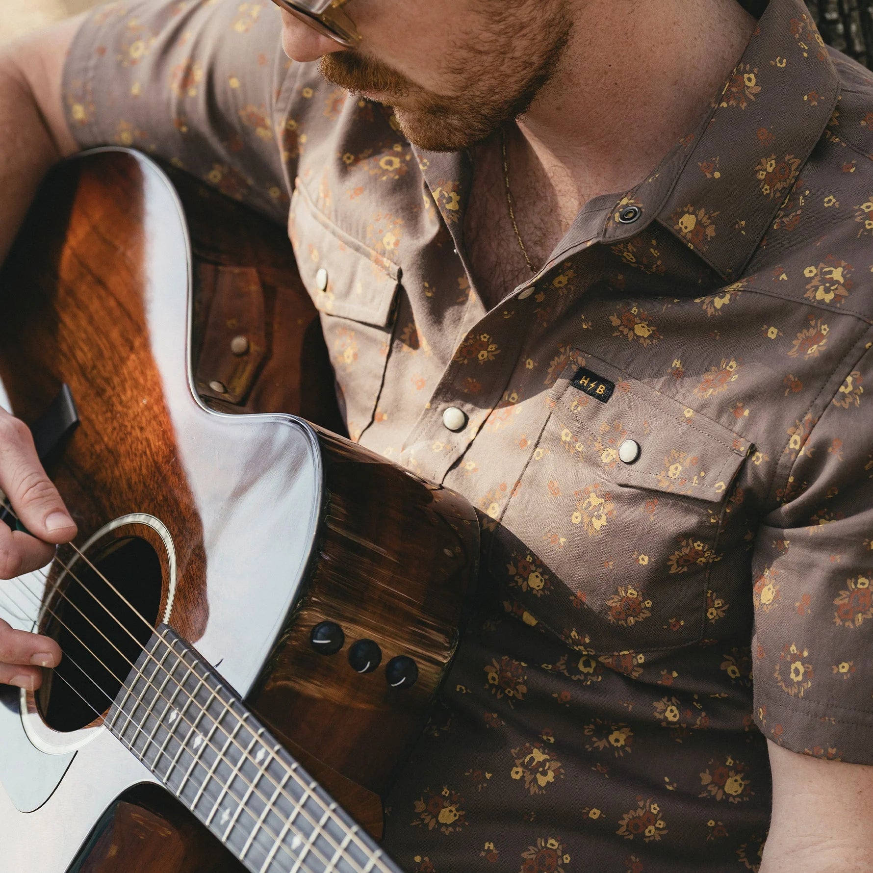 H Bar B Snapshirt - Bouquets - Morel