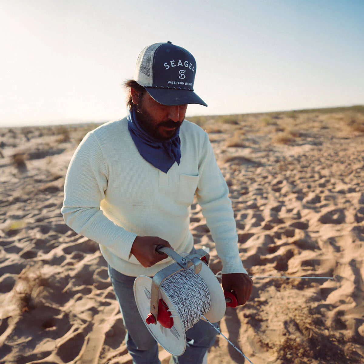 Sawpit Henley LS Thermal Vintage White