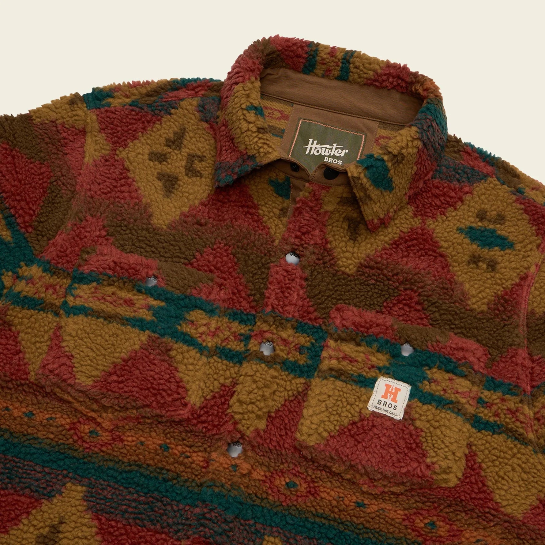 Allegheny Fleece Overshirt - Mitla Motifs - Brick