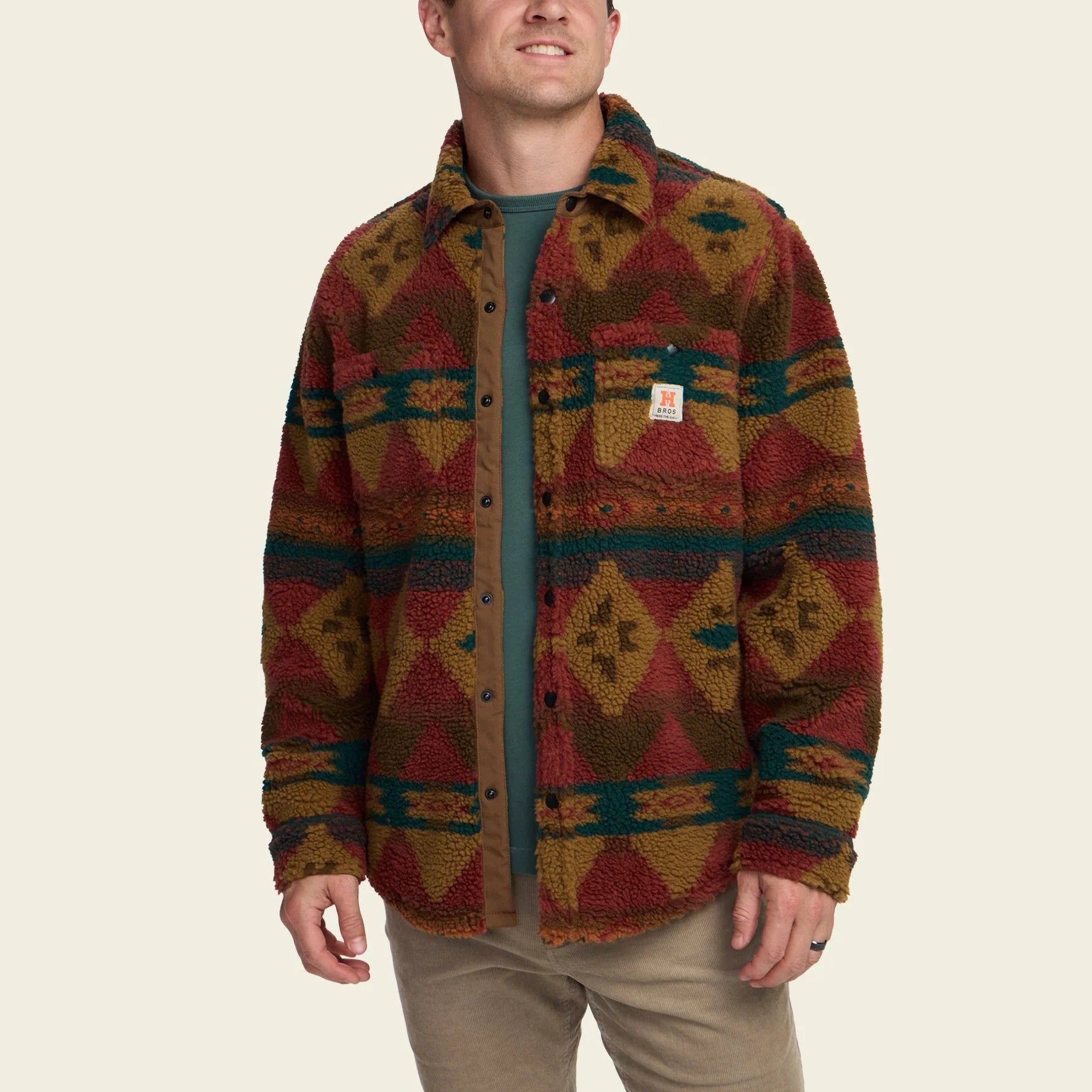 Allegheny Fleece Overshirt - Mitla Motifs - Brick